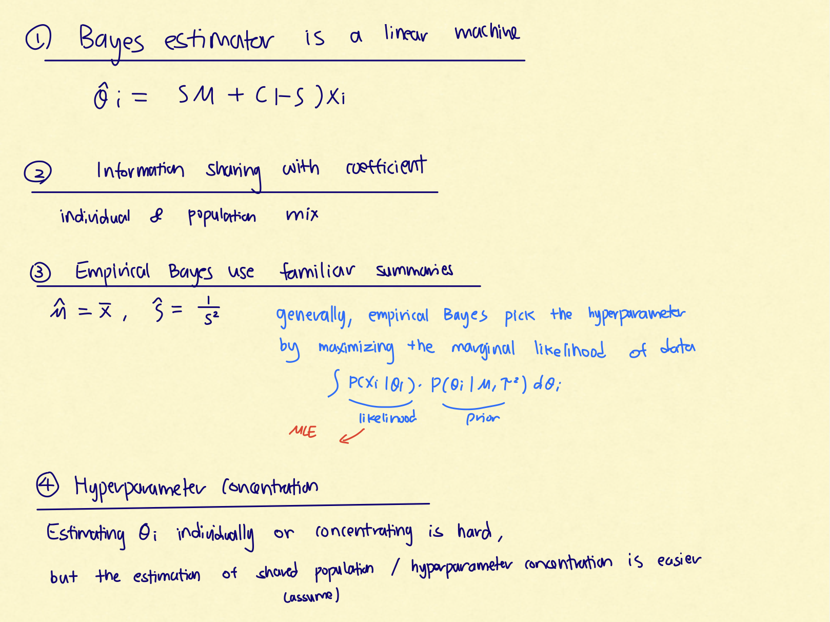 Handwritten final summary of hierarchical and empirical Bayes lecture